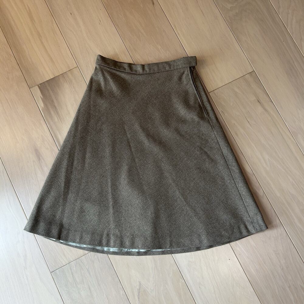 Vintage Ralph Lauren Brown Wool Midi Skirt *Small Hole Women's 26” Waist